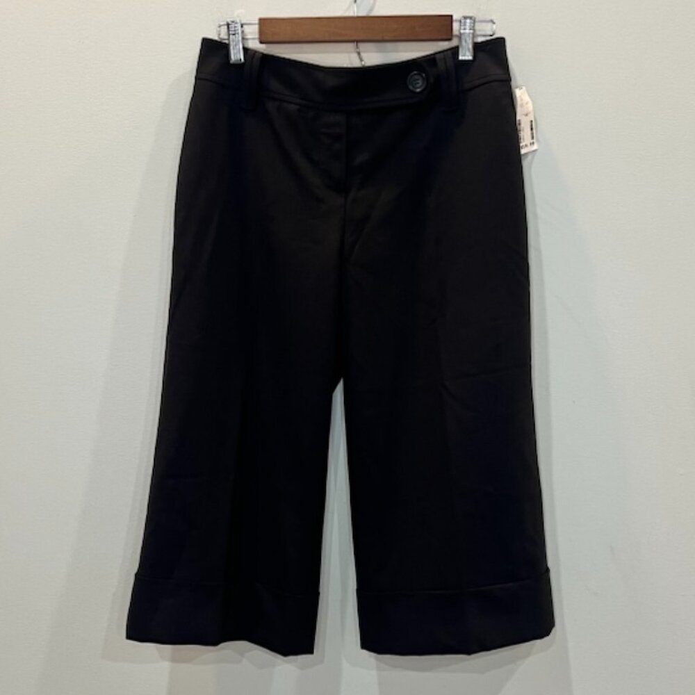 LOFT Julie‎ Crop Cuffed Trouser Pants Black Women's Size 4 Office Workwear NWT